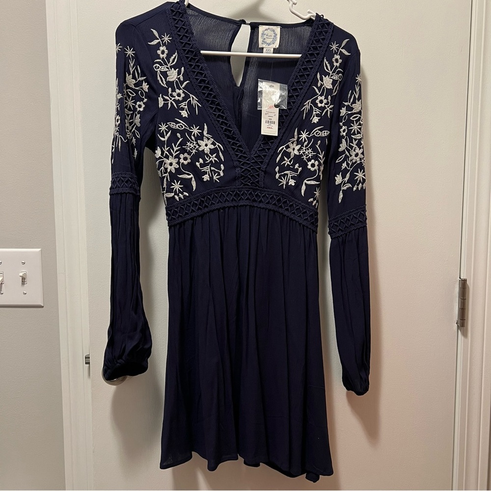 Francesca’s size XXS navy dress- NWT